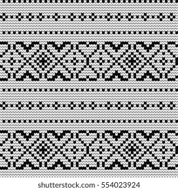 Traditional knitting pattern for Ugly Sweater, vector seamless pattern with Hearts