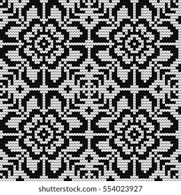 Traditional knitting pattern for Ugly Sweater, vector seamless pattern with Norwegian Star