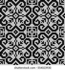 Traditional knitting pattern for Ugly Sweater, vector seamless pattern with Norwegian Star