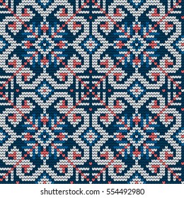 Traditional knitting pattern for Ugly Sweater, vector seamless pattern with Norwegian Star