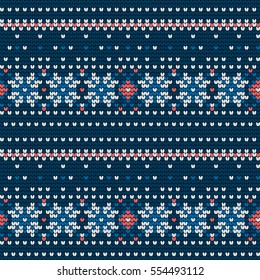 Traditional knitting pattern for Ugly Sweater, vector seamless pattern with Norwegian Star