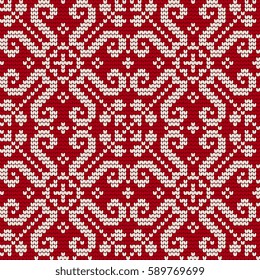 Traditional knitting pattern for Ugly Sweater, vector seamless pattern with Norwegian Star