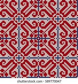 Traditional knitting pattern for Ugly Sweater, vector seamless pattern with Norwegian Star