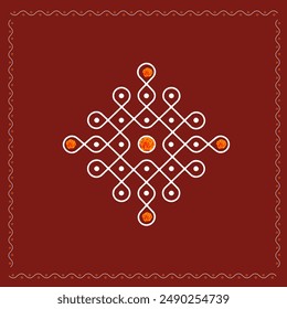 Traditional Kolam Designs, South Indian Culture, Indian Festival Backgrounds. Rangoli, Dots Kolam, Muggulu, line art