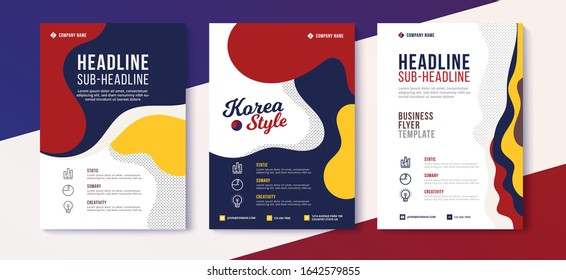 Traditional korea brochure template collection. vector illustration.