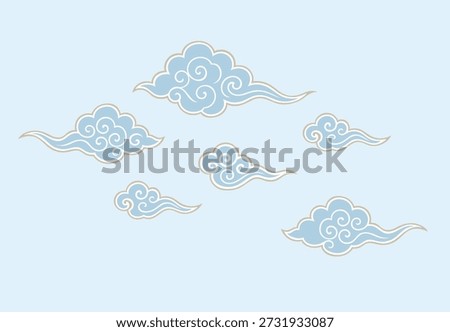 a traditional Korean cloud pattern. Minimal line illustration style.