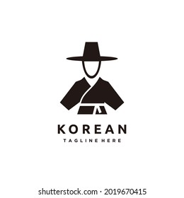 Traditional korean dress hat  minimalist logo design  isolated on white background. South Korea symbol stock vector illustration. 