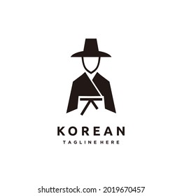 Traditional korean dress hat  minimalist logo design  isolated on white background. South Korea symbol stock vector illustration. 