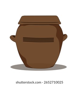 A traditional Korean earthenware jar known as onggi, used for fermenting and storing staple foods such as kimchi, gochujang, and doenjang. This handcrafted clay jar reflects the rustic charm and cultu
