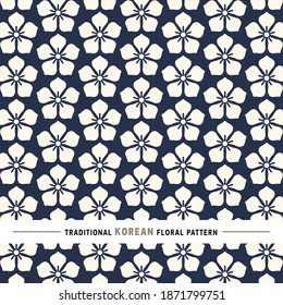 Patrón floral coreano tradicional. Esta es una simple ilustración vectorial con armoniosa mezcla de estilos retro y moderno. El color puede cambiarse si es necesario. Vector Eps10.