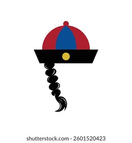 Traditional korean hat with a braid.
