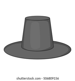 Traditional korean hat icon. Gray monochrome illustration of hat vector icon for web design