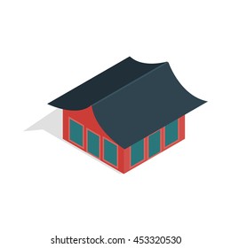 Traditional Korean House Icon In Isometric 3d Style Isolated On White Background