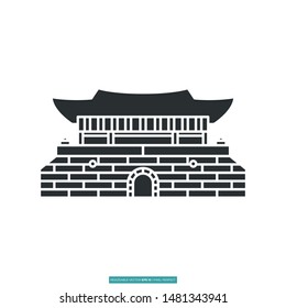 Traditional Korean House Icon Vector Illustration Logo Template For Many Purpose