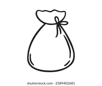 traditional korean line new year lucky bag. pukchumoni doodle hand drawn icon. Outline drawing line clipart symbol. Vector illustration