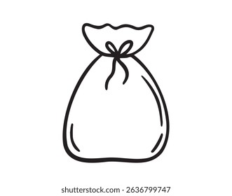 traditional korean line new year lucky bag. pukchumoni doodle hand drawn icon. Outline drawing line clipart symbol. Vector illustration