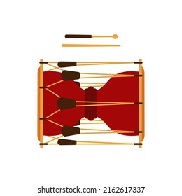 Traditional Korean musical instrument janggu drum. Vector illustration in flat style isolated on white background