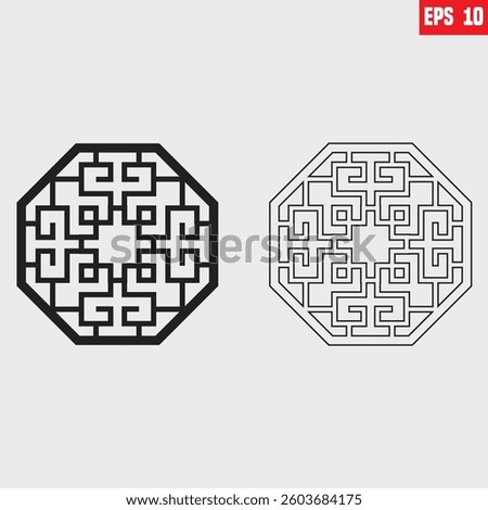 Traditional Korean ornament frame pattern. door and window antique decoration art vector illustration.