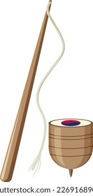 Traditional Korean Paengi-Chigi with Top and String illustration