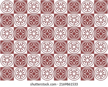 Traditional Korean pattern in eastern Japanese style. Geometrical circles design elements for textile decoration in China retro vintage. Historical mongol ethnic illustration