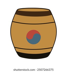 Traditional Korean with a place to drink wine and a large barrel. vector style for icons and symbols.