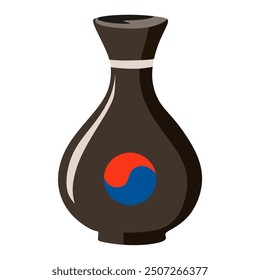 Traditional Korean with a place to drink wine and a large barrel. vector style for icons and symbols.