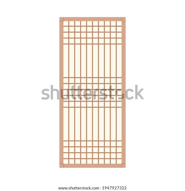 Traditional Korean Screen\
Partition, Korean Screen, Room Divider, Wood Door, Korean Wood\
Door, Korean Hanok, Korea Architecture, Vector Illustration\
Background