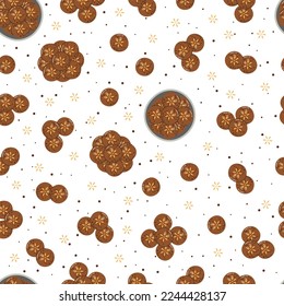 Traditional korean sweet dessert Yakgwa seamless pattern. Popular snack treats for mid autumn festival and korean thanksgiving day. Asian food hand drawn flat vector illustration isolated on white