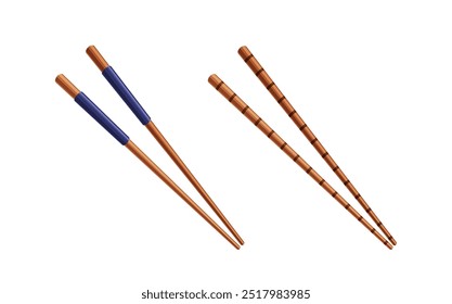 Traditional Korean Wooden Chopsticks On White Background With Elegant Design Patterns Reflecting Cultural Heritage