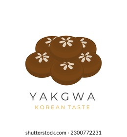 Traditional Korean Yakgwa Cake Stack Illustration Logo