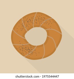 traditional Krakow bagel with poppy seeds - vector illustration