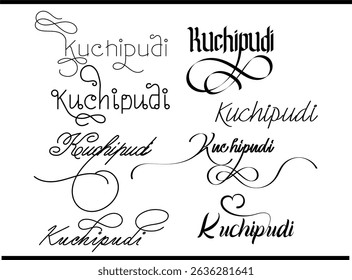 Traditional Kuchipudi Dance Emblem - Calligraphy Vector Logo Set, Kuchipudi Dance Monogram Logo