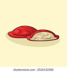 Traditional Kueku Red Turtle Cake Asian Indonesian Snack Vector