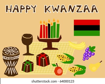 traditional kwanzaa stuff drawn in simple manner