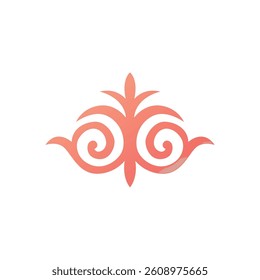 Traditional Kyrgyz ornamental design with ethnic swirls in a minimal gradient style. Perfect for cultural or decorative use. Nomad art on white background.