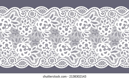 Traditional lace trim with chrysanthemum flowers and arabesques. 
