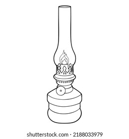 traditional lamp outline vector illustration,isolated on white background,top view