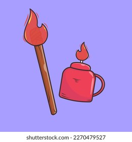 Traditional Lamp Torch For Ramdhan vector, illustration, icon flat