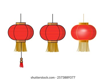 Traditional lantern, lamp, light  for Chinese New Year design isolated on white background vector illustration.