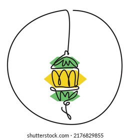Traditional lantern single line drawing decorative design. Simple line art of Eid Mubarak greeting card, ramadan Kareem theme, poster and banner design. Editable Vector - Eps. 