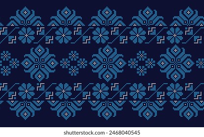 Traditional Lapland vector pattern, Sami people folk art design, traditional knitting and embroidery Nordic, Scandinavian retro