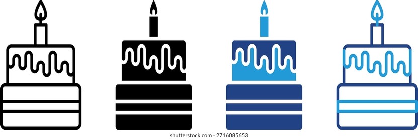 El icono tradicional de pastel de capas tiene un significado simbólico, perfecto para marcar un aniversario u ocasión especial.