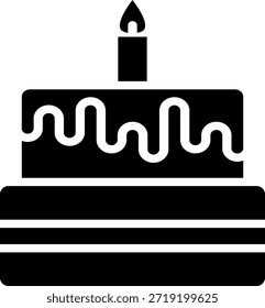 El icono tradicional de pastel de capas tiene un significado simbólico, perfecto para marcar un aniversario u ocasión especial.