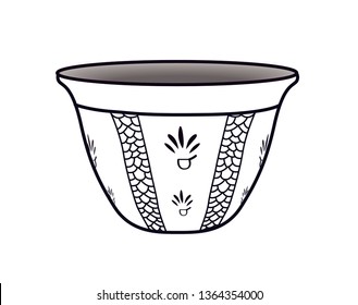 Traditional Lebanese, Turkish Coffee Cup Black & White 3D - Illustration Icon Isolated 