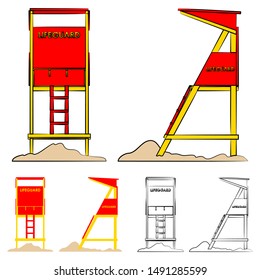 Traditional Life guard tower colored.