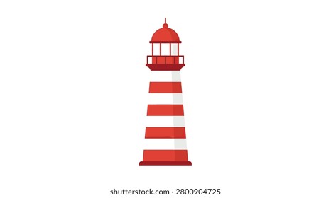 Traditional lighthouse icon symbolizing guidance and safety, perfect for nautical-themed designs, coastal travel guides, and maritime safety marketing.