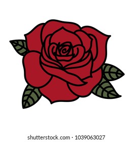 Traditional Line Art Tattoo Red Rose Stock Vector (Royalty Free ...