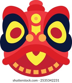 Traditional Lion Dance Icon Representing Cultural Celebration, Festivity, and Good Fortune, Perfect for Highlighting Chinese New Year, Festivals, and Performances with a Vibrant and Energetic Design.