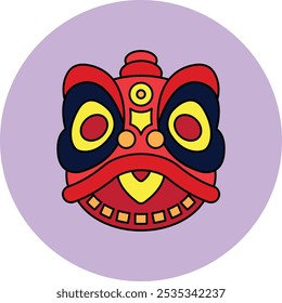 Traditional Lion Dance Icon Representing Cultural Celebration, Festivity, and Good Fortune, Perfect for Highlighting Chinese New Year, Festivals, and Performances with a Vibrant and Energetic Design.