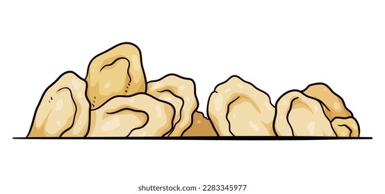 Traditional loaves of bread on a dividing line. Cartoon style design with outlines.